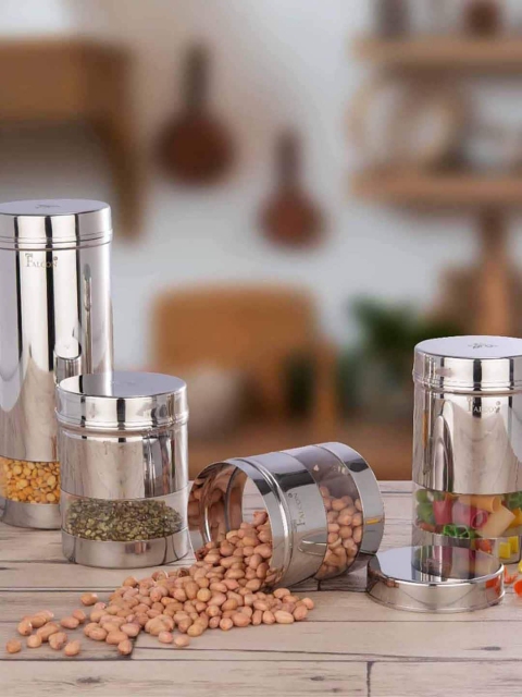 

PDDFALCON Silver-Toned Stainless Steel Kitchen Storage