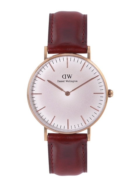 

Daniel Wellington Unisex White Dial & Red Leather Straps Analogue Watch DW00100122