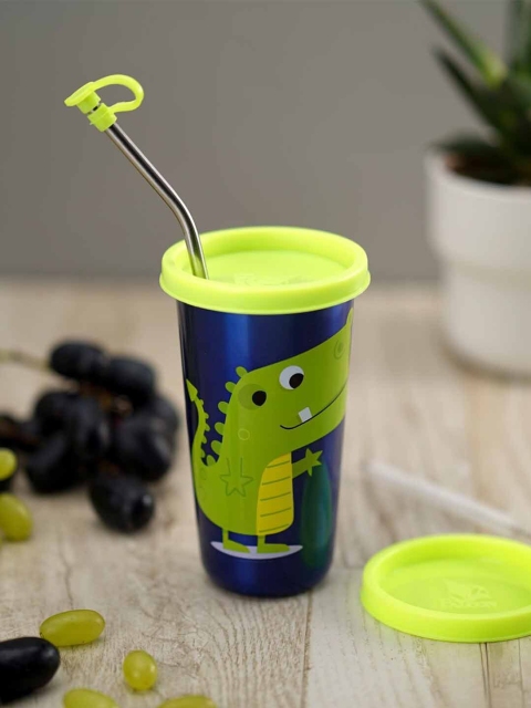 

PDDFALCON Blue & Green Tumbler With Steel Straw 370ml