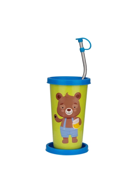 

PDDFALCON Green Printed Cartoon Straw Glass, 370ml