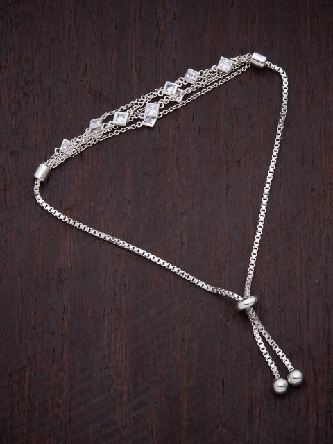 

Kushal's Fashion Jewellery Women Silver-Toned Cubic Zirconia Gold-Plated Wraparound Bracelet