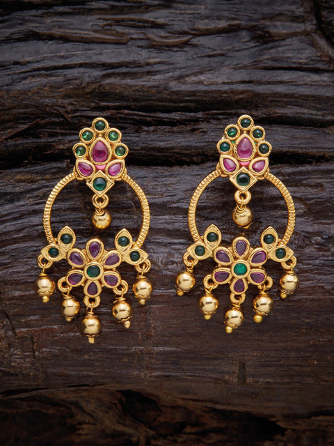 

Kushal's Fashion Jewellery Red Floral Hoop Earrings