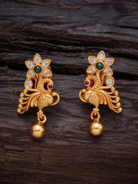 

Kushal's Fashion Jewellery Green Peacock Shaped Drop Earrings