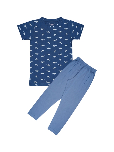 

Hopscotch Boys Blue Printed Night suit