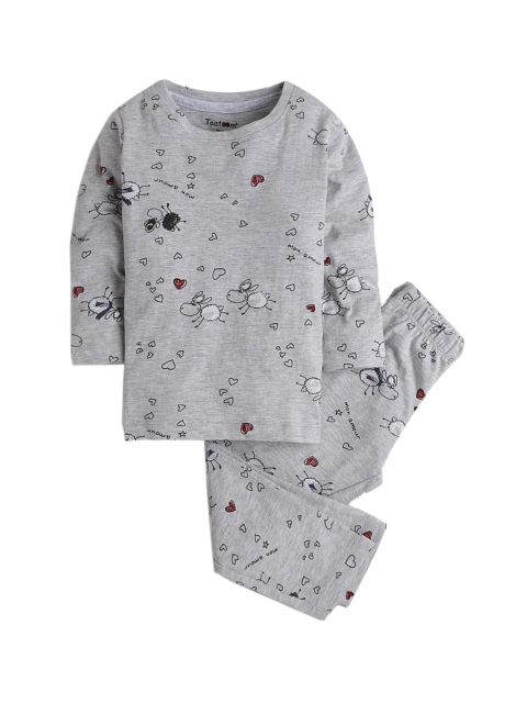

Hopscotch Boys Grey & Black Printed Night suit