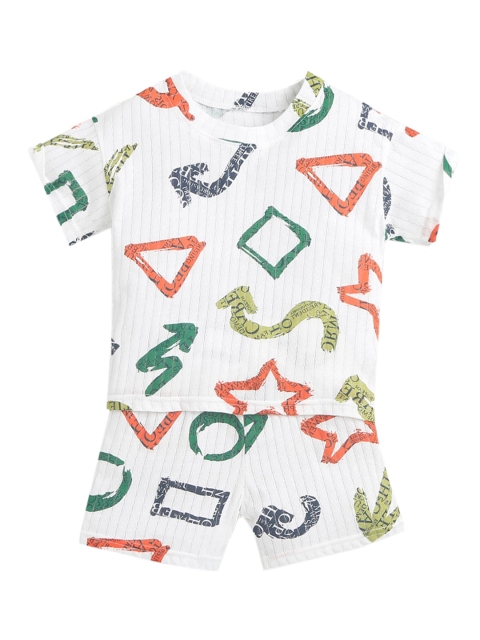 

Hopscotch Boys Red & Off White Printed Night suit
