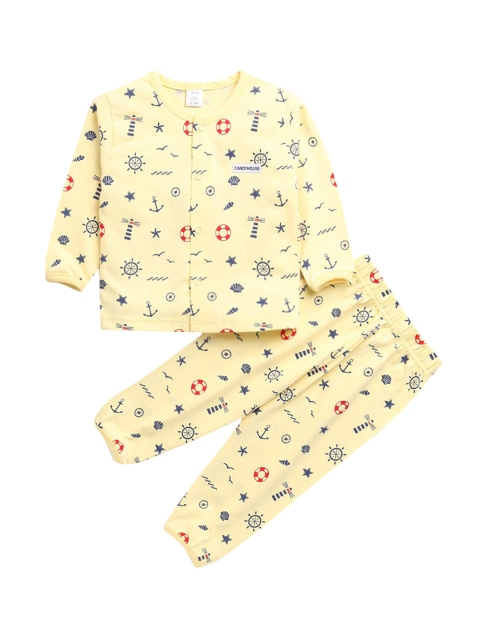 

Hopscotch Girls Yellow Printed Night suit