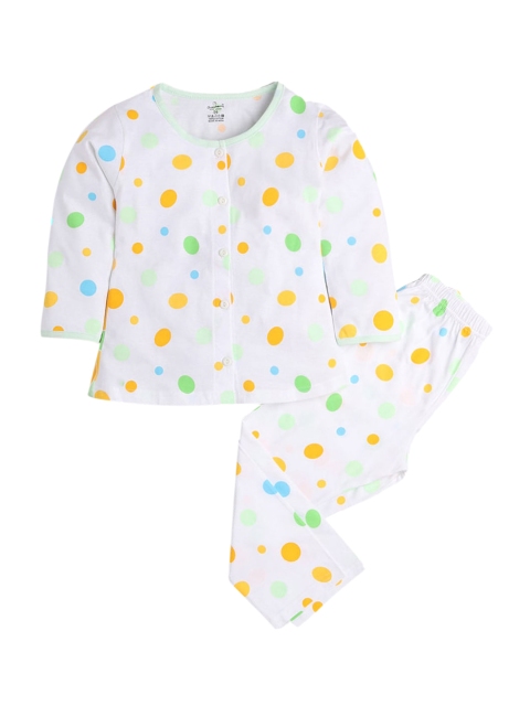 

Hopscotch Girls Green & White Printed Night suit