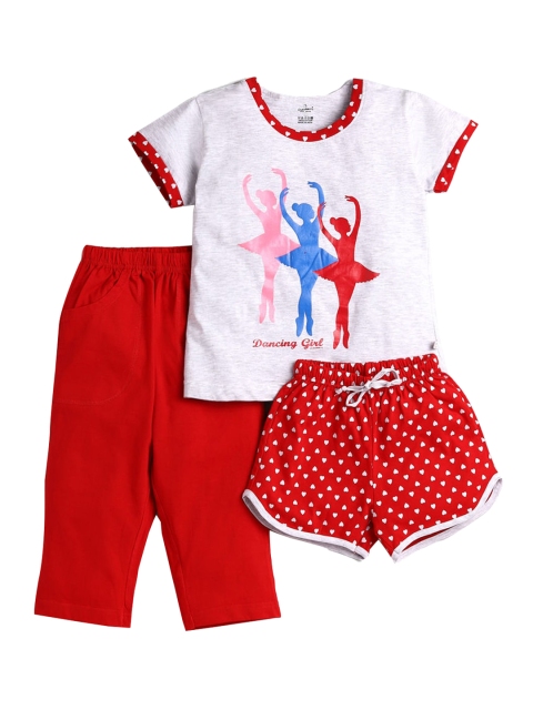 

Hopscotch Girls Red & White Printed Night suit