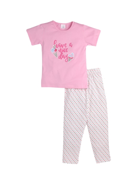 

Hopscotch Girls Multicoloured & Pink Printed Night suit, Multi