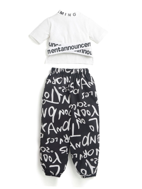 

Hopscotch Girls White Printed Top with Trousers
