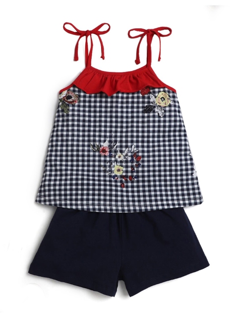 

Hopscotch Girls Multicoloured Checked Top with Shorts, Multi