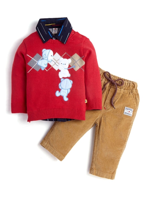 

Hopscotch Boys Red Printed Top with Trousers