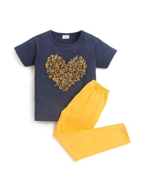 

Hopscotch Girls Multicoloured & Yellow Embellished Top with Leggings, Multi