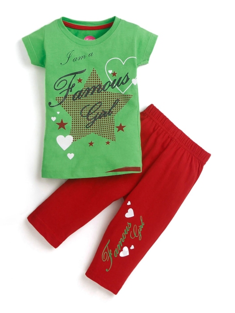 

Hopscotch Girls Red Printed T-shirt with Capris