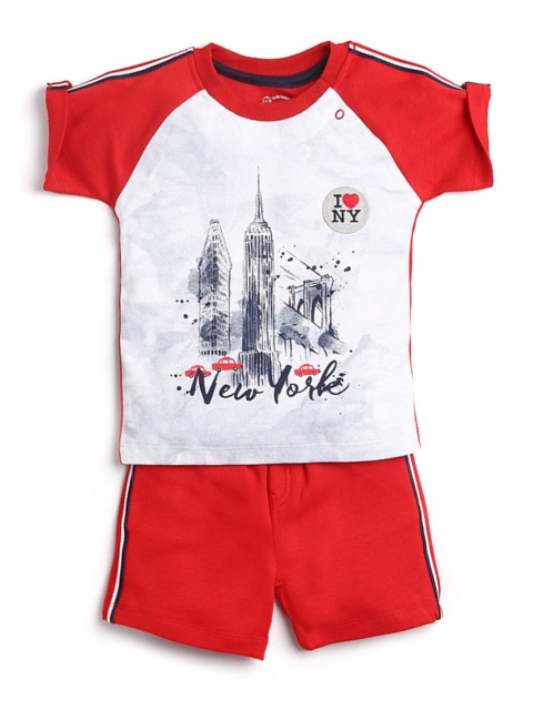 

Hopscotch Boys Red & White Printed T-shirt with Shorts