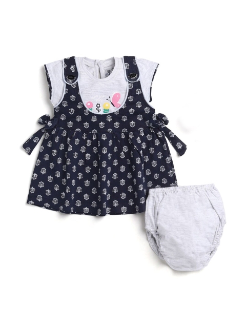 

Hopscotch Girls Navy Blue Printed Top with Shorts