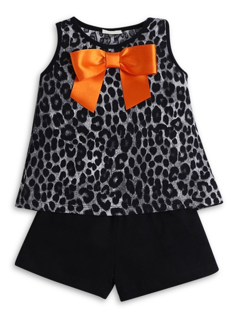 

Hopscotch Girls Black & White Printed Top with Shorts