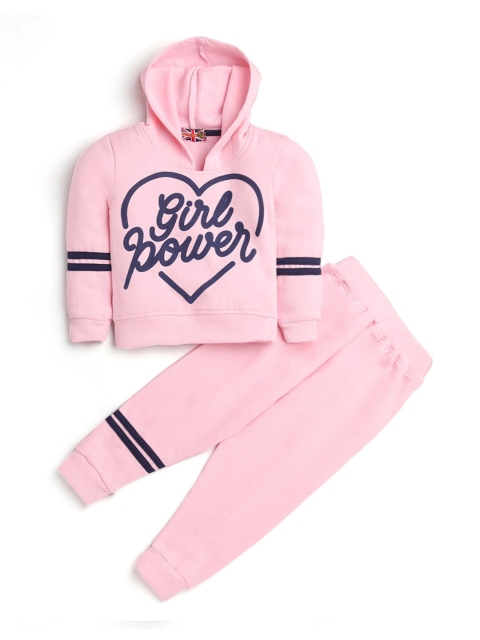 

Hopscotch Girls Pink & Navy Blue Printed Top with Trousers