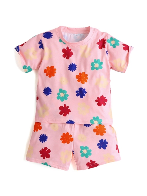 

Hopscotch Girls Pink Printed T-shirt with Shorts