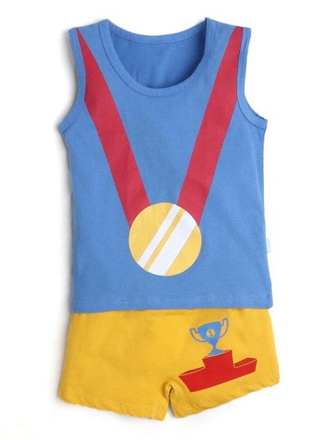 

Hopscotch Boys Multicoloured & Yellow Printed Top with Shorts, Multi