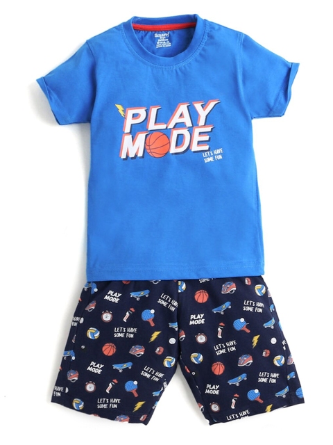 

Hopscotch Boys Orange Printed T-shirt with Shorts