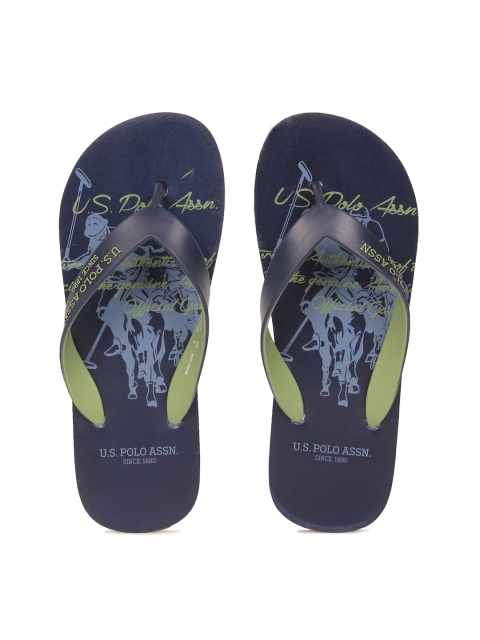 

U.S. Polo Assn. Men Navy Printed Park Flip-Flops, Navy blue