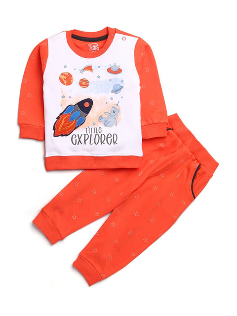 

Hopscotch Boys Orange Printed Top with Trousers