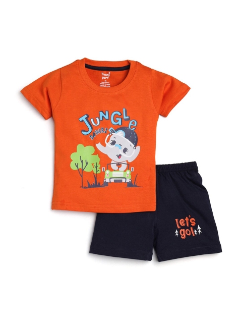 

Hopscotch Boys Orange Printed Top with Shorts