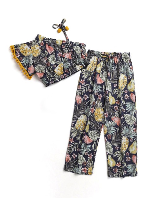 

Hopscotch Girls Multicoloured Printed Top with Trousers, Multi