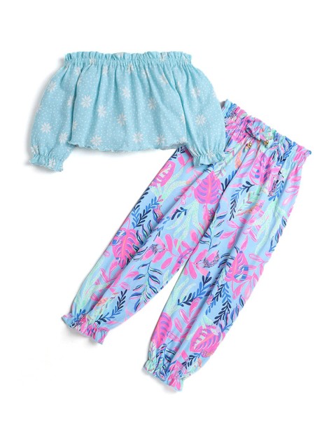 

Hopscotch Girls Blue & Pink Printed Top with Trousers
