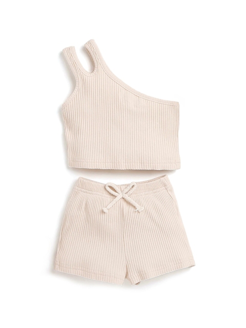 

Hopscotch Girls Cream-Coloured T-shirt with Shorts
