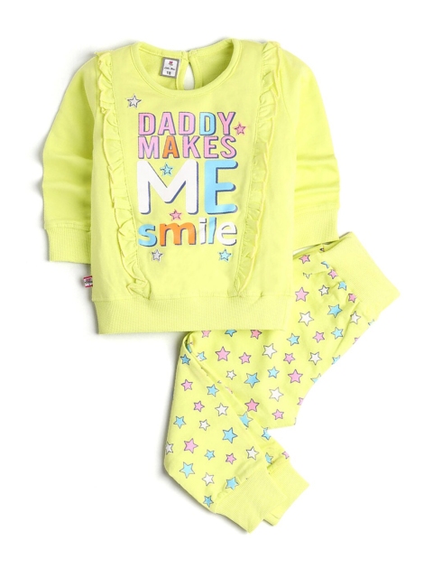 

Hopscotch Girls Yellow Printed Top with Trousers