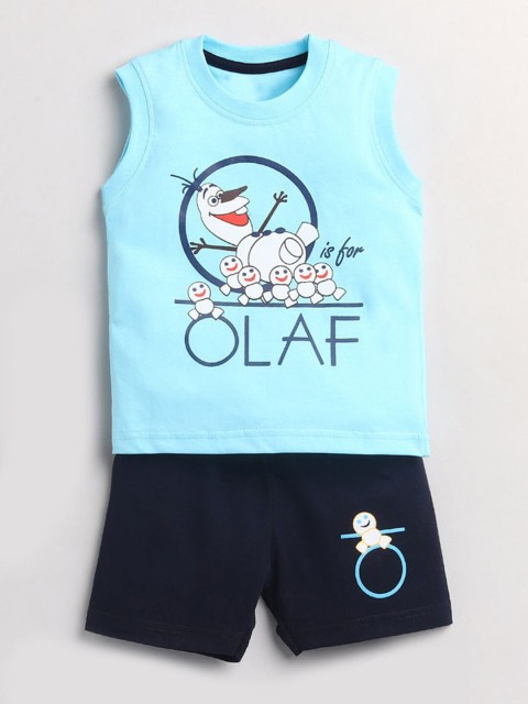 

Hopscotch Boys Blue Printed T-shirt with Shorts