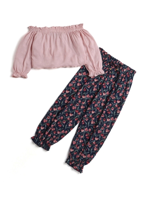 

Hopscotch Girls Pink Top with Printed Trousers