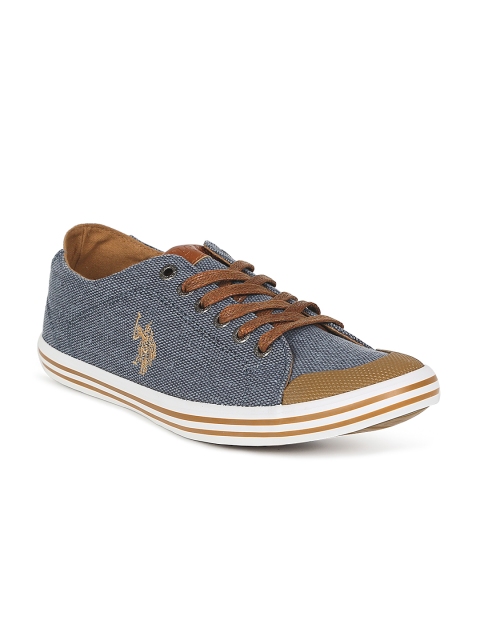 

U.S. Polo Assn. Men Blue Colourblocked Canvas Sneakers