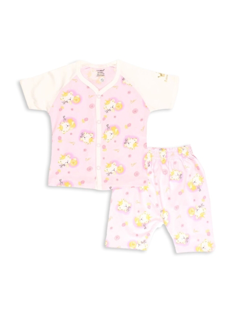 

Hopscotch Boys Pink & Orange Printed Pure Cotton Top with Trousers