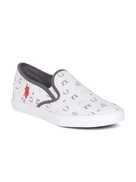 

U.S. Polo Assn. Men White Printed Regular Slip-On Sneakers