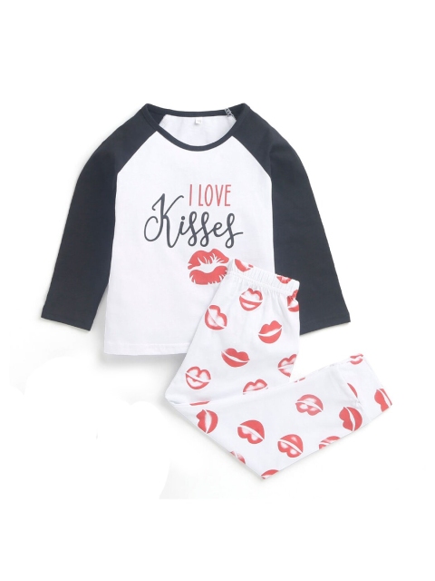 

Hopscotch Girls White Colourblocked Cotton Top with Leggings