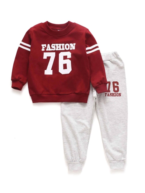 

Hopscotch Boys Maroon & White Printed Top with Trousers