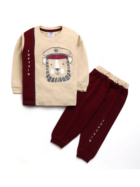 

Hopscotch Boys Beige Printed T-shirt with Trousers