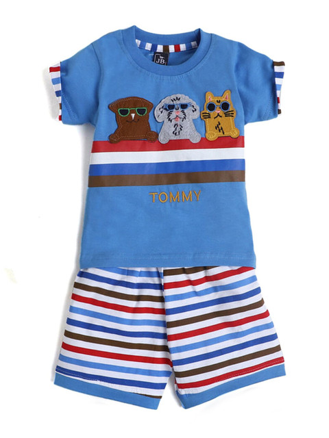 

Hopscotch Boys Blue Printed T-shirt with Shorts