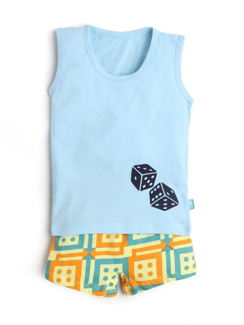 

Hopscotch Boys Multicoloured & Blue Printed Top with Shorts, Multi