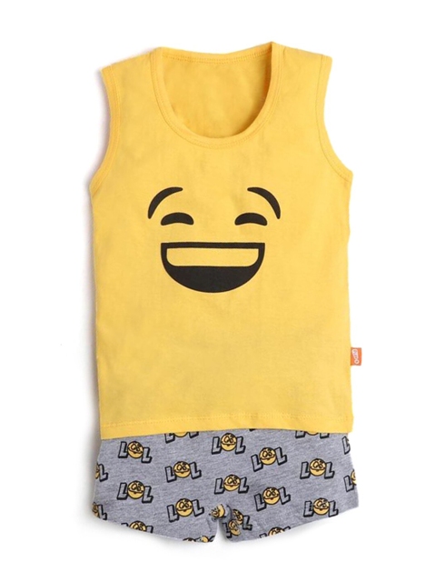 

Hopscotch Boys Yellow & Grey Printed Top with Shorts