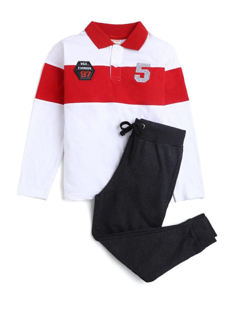 

Hopscotch Boys Multicoloured Striped T-shirt with Joggers, Multi