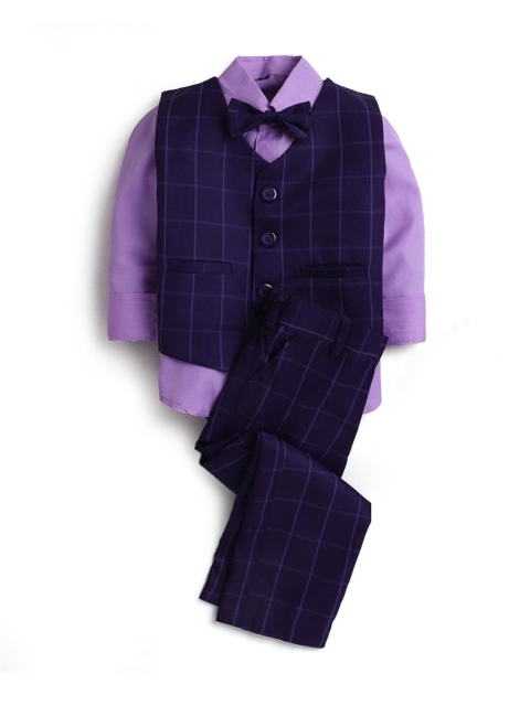 

Hopscotch Boys Purple & Navy Blue Checked Shirt with Trousers