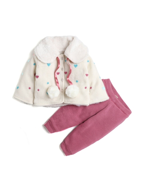 

Hopscotch Girls White & Magenta Printed Top with Trousers