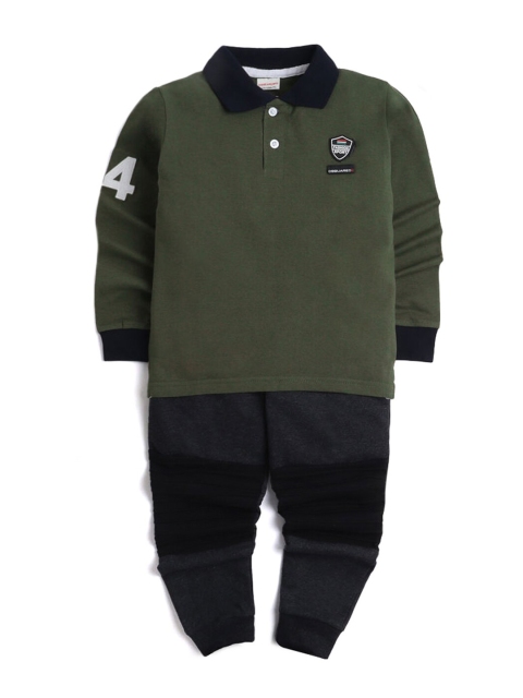 

Hopscotch Boys Olive & Navy Blue T-shirt with Joggers