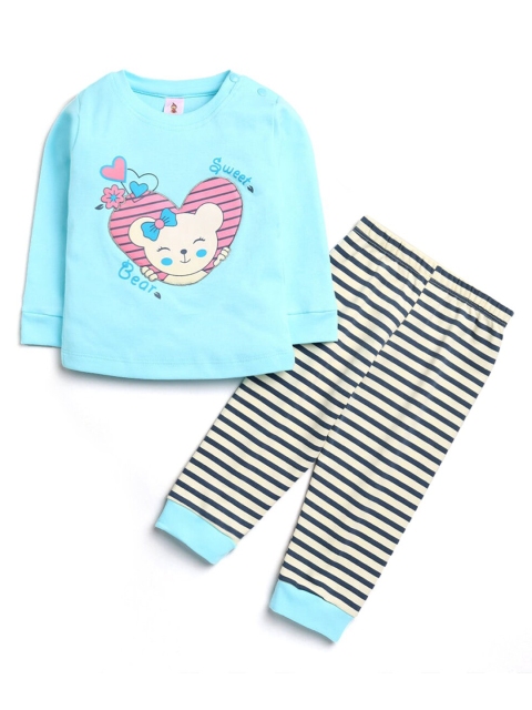 

Hopscotch Girls Blue Printed T-shirt with Trousers