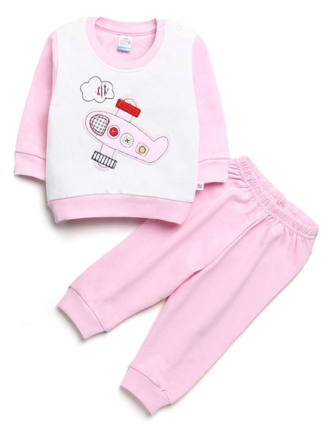 

Hopscotch Girls Pink & White Printed Cotton Top with Trousers